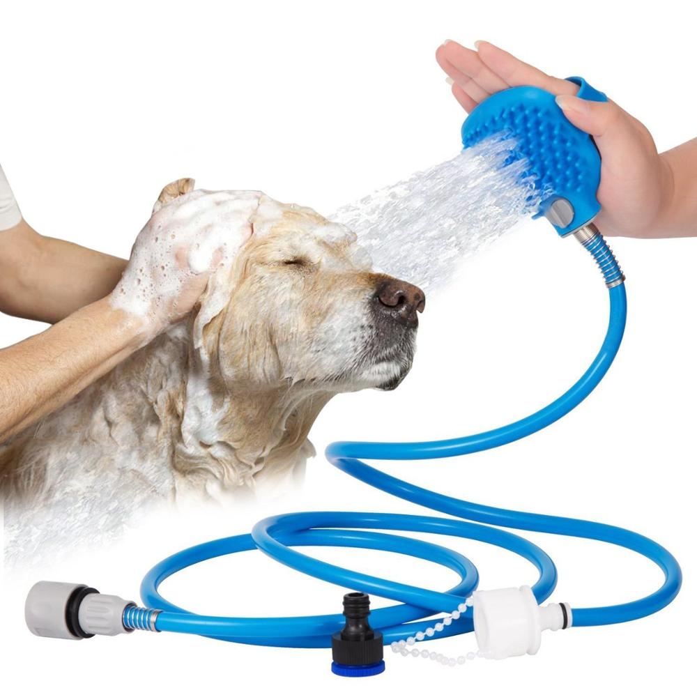 Pet Shower Sprayer & Grooming Massage Brush for Dog Cat Horse